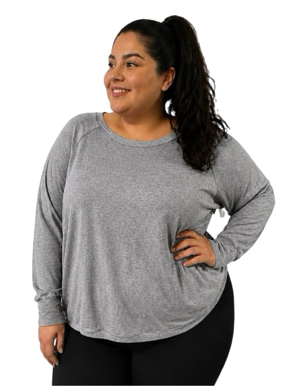 Live Love Lounge by Karen Neuburger 2X NWT Plus Long Sleeve Crewneck: Heather